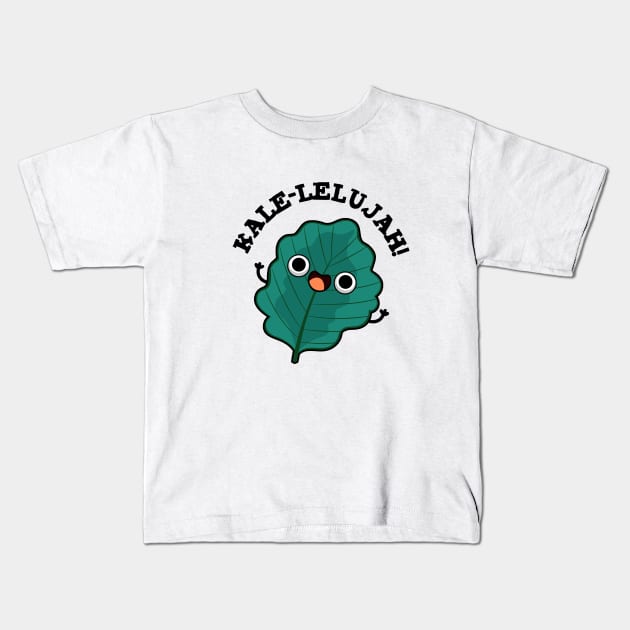 Kale-lelujah Cute Veggie Kale Pun Kids T-Shirt by punnybone